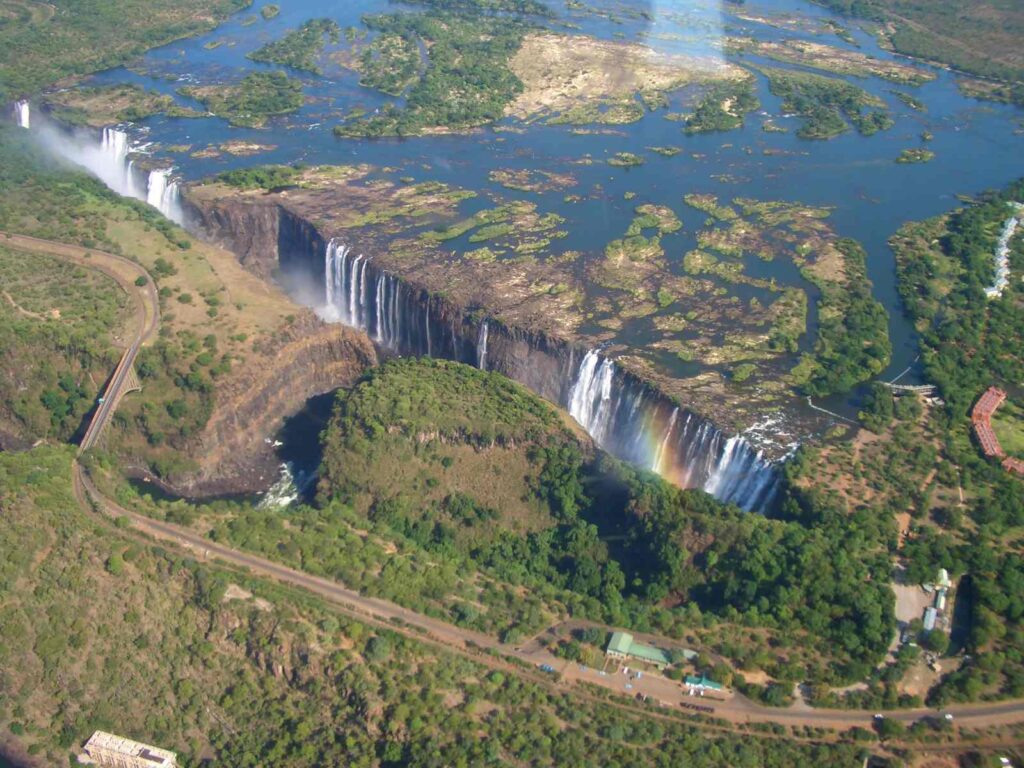 Aerial photo of Victoria Falls, Zambia